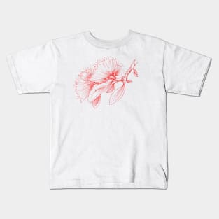 Red Pohutukawa flower pattern Kids T-Shirt